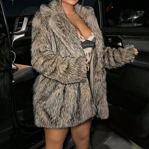 Multicolor Women's Sexy Open Front Fuzzy Coat - Picture 5 of 5